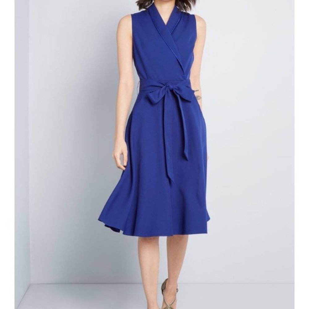 Modcloth Liza Luxe Workplace Worth Dress Blue NWT